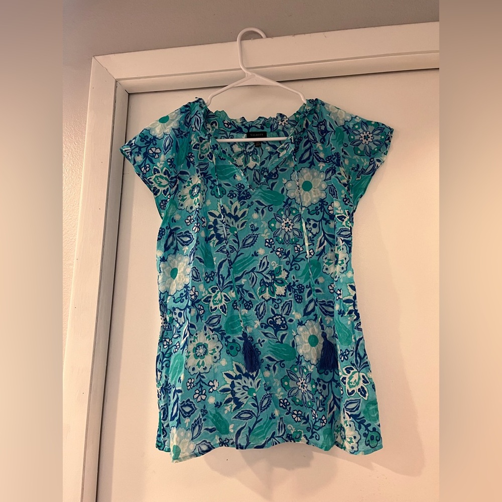 Talbots Blue flower top